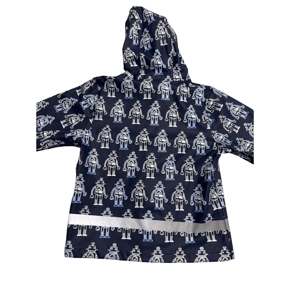 Kids Navy Robot Print Raincoat Hooded Waterproof Jacket Size 92 - Picture 11 of 16